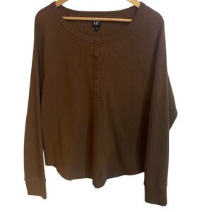 Gap, brown, thermal, medium tall crewneck,, long sleeve